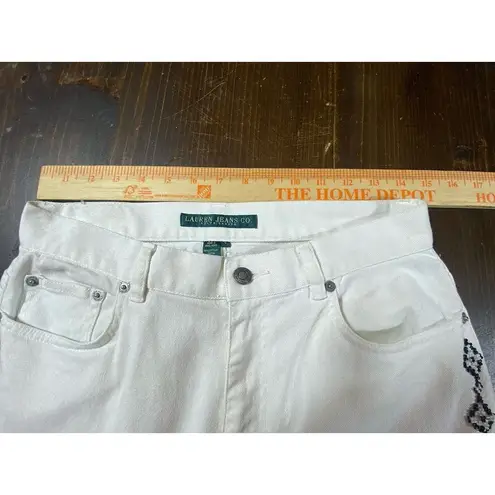 Ralph Lauren Jeans Southwestern Beaded Bootcut White Boho Sz 4 Embellished chic