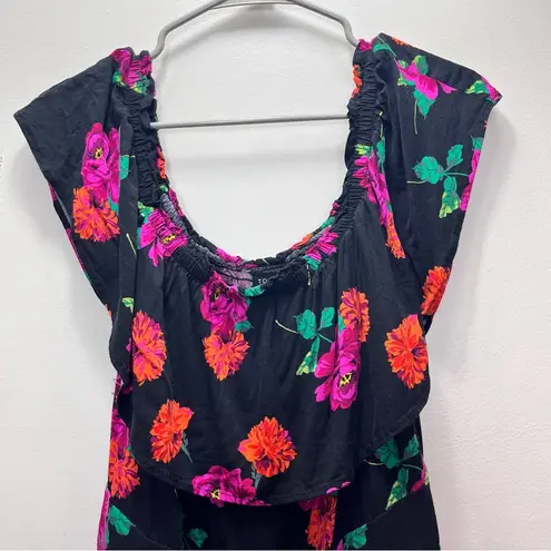 Torrid  Black‎ Pink Floral Off Shoulder Challis Jumpsuit 1X