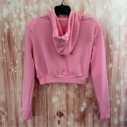 Grey Lab Pink Same Shift Different Day Shoulder Pad Cropped Hoodie Sweatshirt Size XS