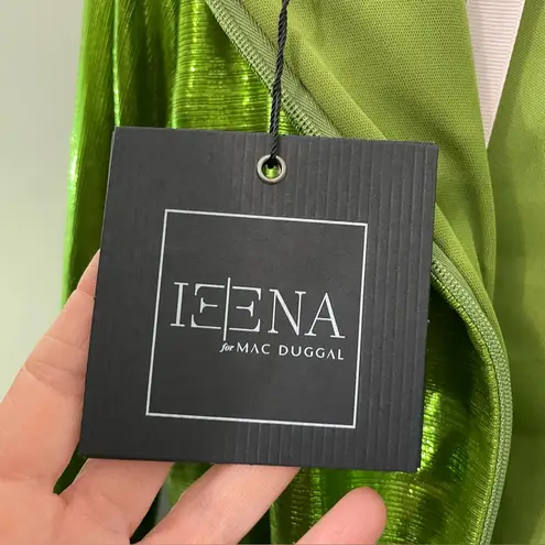 Mac Duggal NWT Drape Bodice Metallic Green Long Sleeve Dress 4 Gown Style 27165