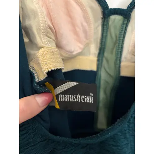 Mainstream Swimsuit Womens 14 Vintage Emerald Green One Piece Mesh Cutout USA