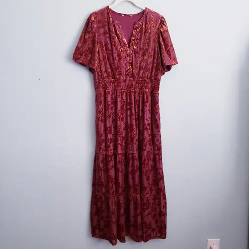 Baltic Born Bronwyn Rust Floral Velvet Midi Dress