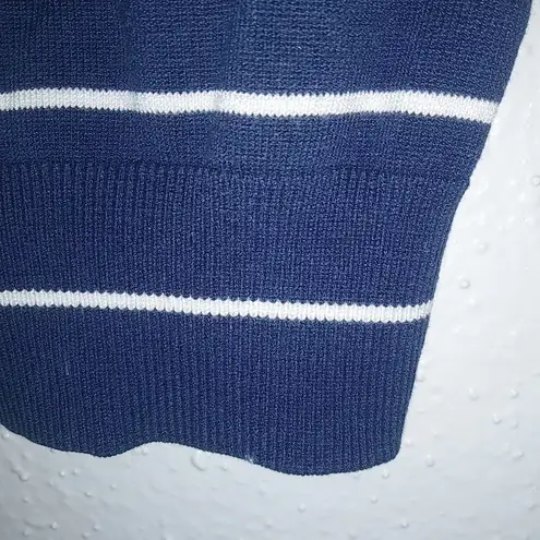 August Silk  Knits S Sleeveless Knit Navy Striped Top