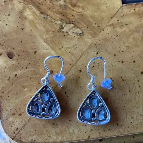 Genuine White Buffalo Sterling Silver Earrings Black