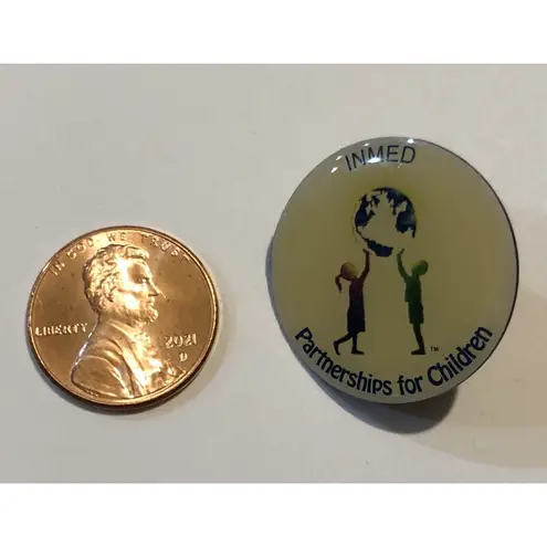 Vintage INMED Pin INMED Partnership For Children Pin, Rare Pin Children Globe