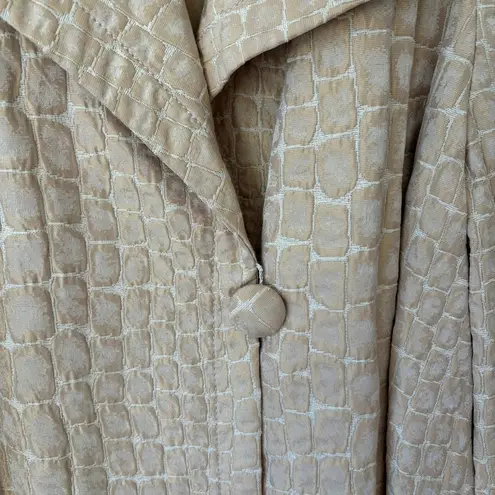 St. John Collection Cream Metallic Crocodile Print Suit Jacket Blazer Button