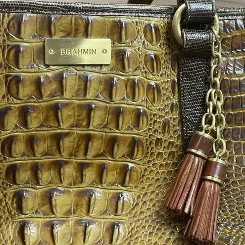 Brahmin Gold Medium Asher Tote Croc-Embossed Leather 16" W X 10.25" H X 5" D FLA