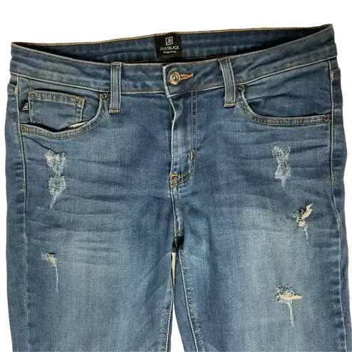Just Black Just Black Women's Distressed Straight Jeans Size 31 Blue Medium Wash Low Rise
