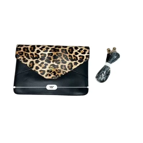 Piper Noble Leopard LARGE Organizer Laptop Crossbody Wallet Handbag Clutch Black