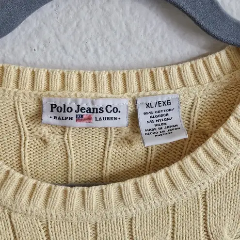 Polo  Jeans Co Cable Knit Sweater Womens Size S Crew Neck Classic Yellow‎