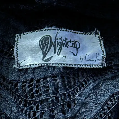 Nightcap Women’s Size 2 M Black Crochet Lace Cut Out Long Sleeve Mini Dress