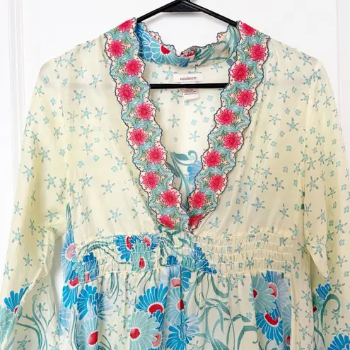 Sundance  Womens Silk Embroidered Fairy Boho Peasant Top Size X Small Artisan - Image 2