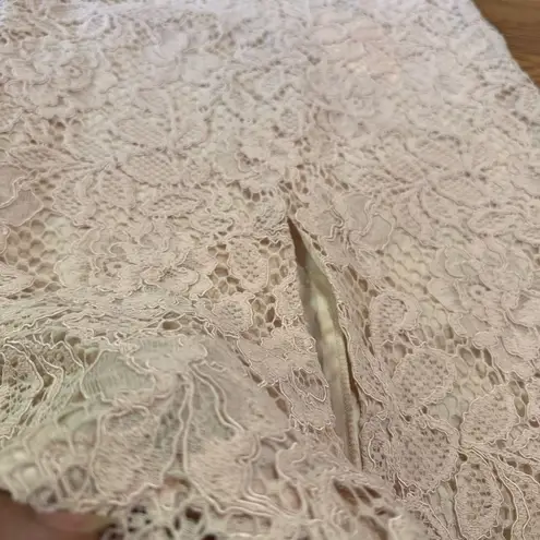 Alexis Pink Rose Blush guipure Ardella High Neck bodycon Midi Dress Size M