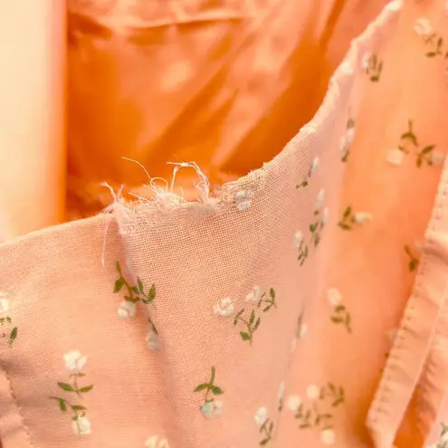 Vtg 70s Lorrie Deb Halter Maxi Dress Peach Daisy Floral Prom Cottagecore Size 10 Pink