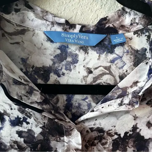 Simply Vera Vera Wang Blouse, L ,White and Purple