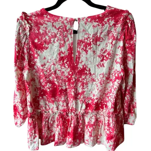Sugarlips Women's M Pink Floral Ruffle Blouse Long Sleeve Casual Top Size M
