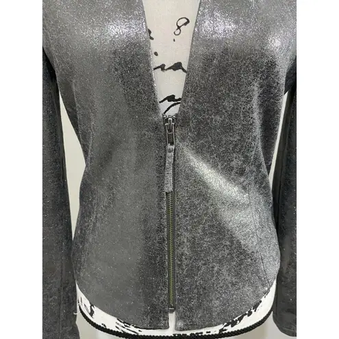 Trouvé Metallic Sliver Blazer Front Zip Zip Sleeves Size Small EUC Silver