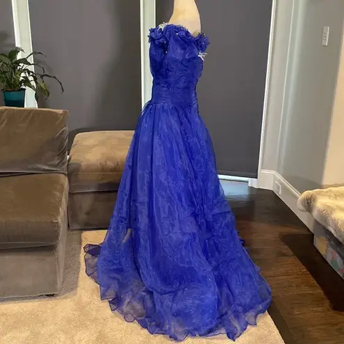 Women’s Blue Fairy Tale Prom Party Dress Butterflies Corset Back Size 10 NWT Blue