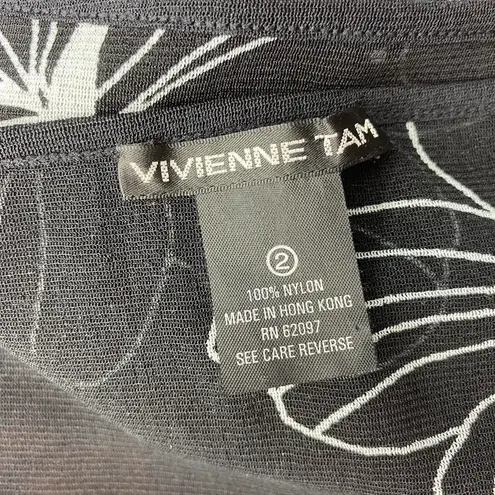 Vivienne Tam Vintage Y2K Black & White Hibiscus Floral Sheer Maxi Dress