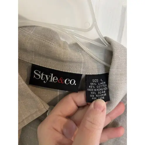 Linen Blend Oversized Button Down Women’s Size Large Beach Cover Up Lagenlook Gray