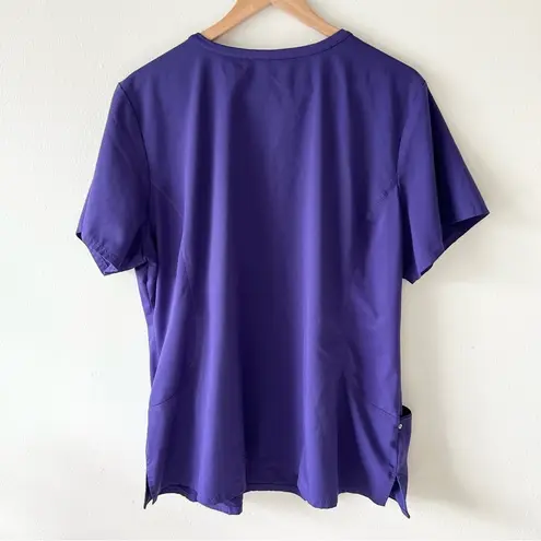 Purple Label Yoga Sz 2X V Neck Scrub Top Shirt Pockets Short Sleeve Stretch
