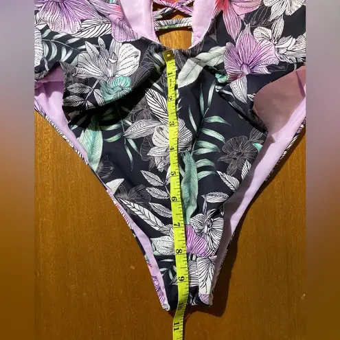 The Bikini Lab One Piece Swimsuit, floral strappy plunge - Junior’s Medium