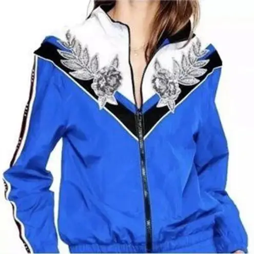 PINK - Victoria's Secret VS PINK embellished full zip track jacket blue and white