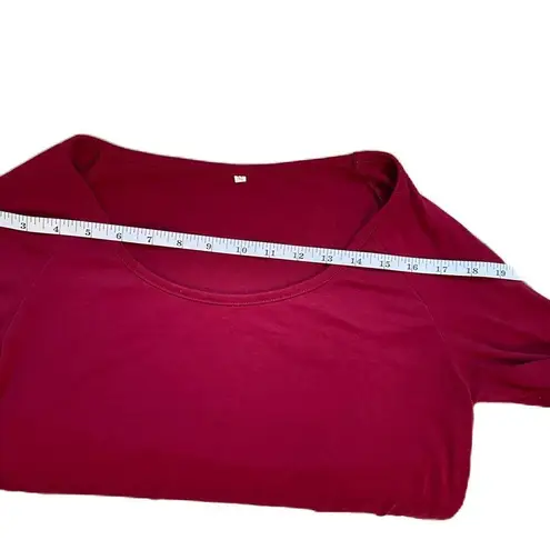 Red Cotton 3/4” Sleeve Top with Ruched long Sleeves and Ruched sides Loose Fit M Size M