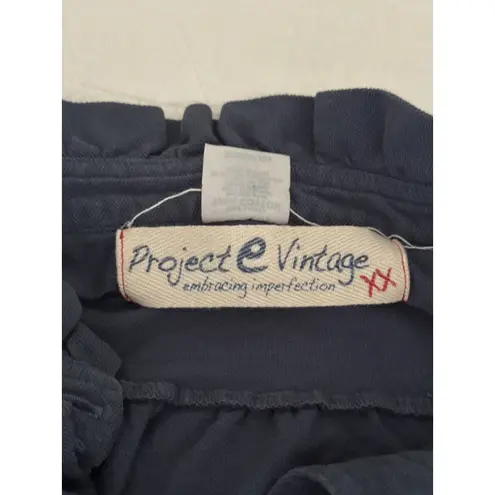 Projecte Vintage Ruffle Neck Dress Sleeveless Casual Cute Summer Medium Blue