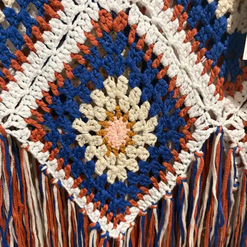 NWT Rebellion Again Granny Square Crochet Fringe Tank Top S Boho Festival Hippie Multiple