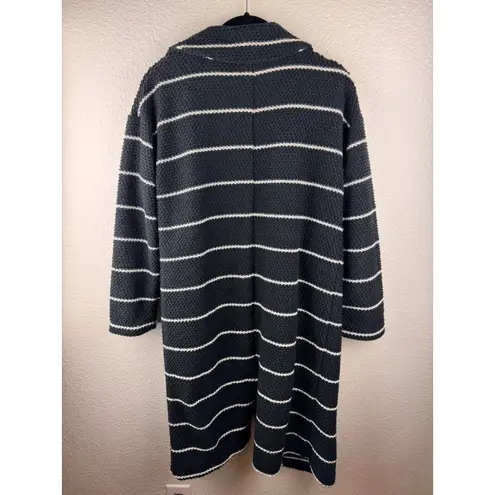 Marine layer Striped Knit Cardigan Coatigan Womens XS Black White Long Sleeve
