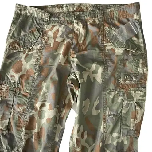 Norma Kamali  Women's Brown Camo  Cargo Jogger Drawstring Cuffs Pants Y2k Size 14