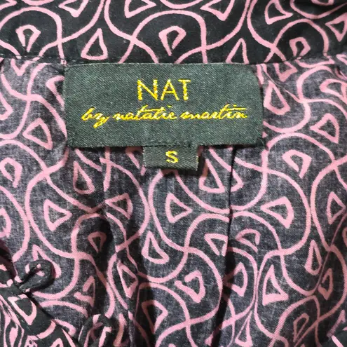 Anthropologie NAT Natalie Martin Duchess Geometric Peasant Dress Size Small Black