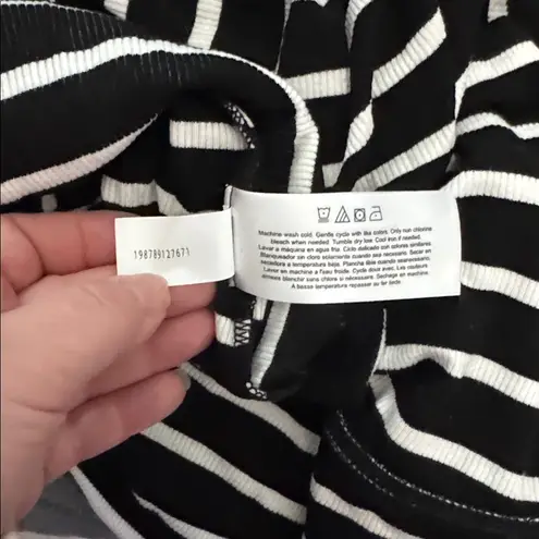 Motherhood Maternity Ribbed Knit Off Shoulder Top Striped Black White XL