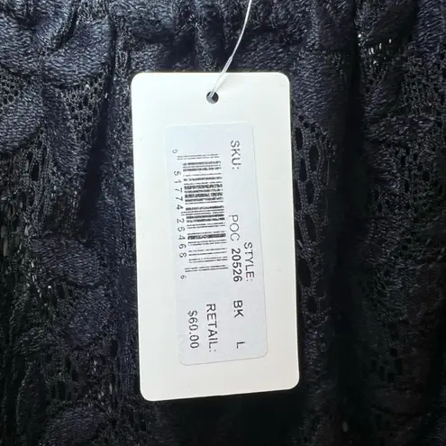 J. VALDI Womens Floral Crochet Lace Tunic Swim Cover Up Dress Black NEW Sz Large