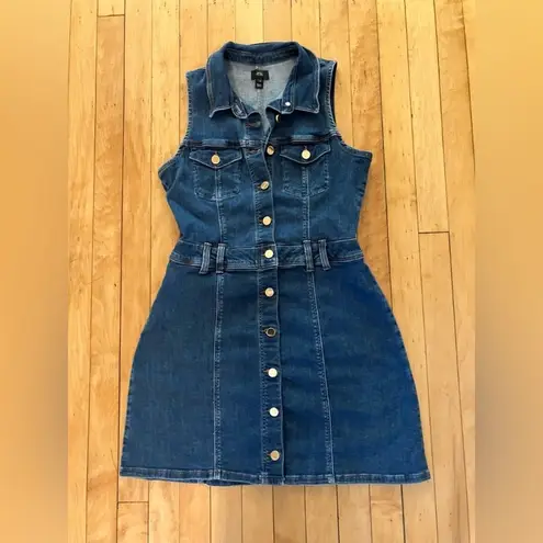 River Island Denim Button Down Sleeveless Dress
