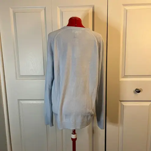 NWT Karen Scott Faux Pearl Button-Up Cardigan Light Blue L