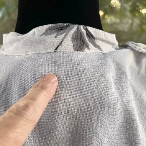 Rachel Comey Women's White And Black 100% Silk Floral Print Blouse Size 8