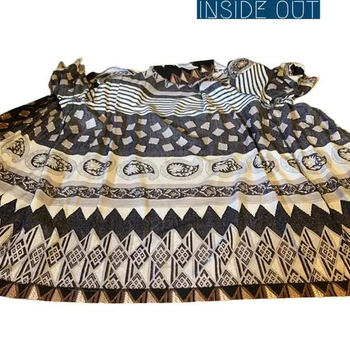 ROBERT TOO VINTAGE 1980'S BLACK & TAN PRINT LIGHTWEIGHT JACKET/BLOUSE (20P) Size 20W