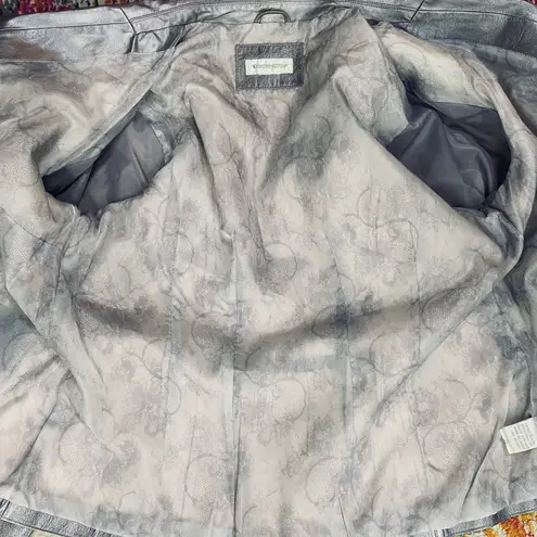 Vintage Y2k Metallic Leather Blazer Jacket Collared Silver Purple Lilac 1X 16W