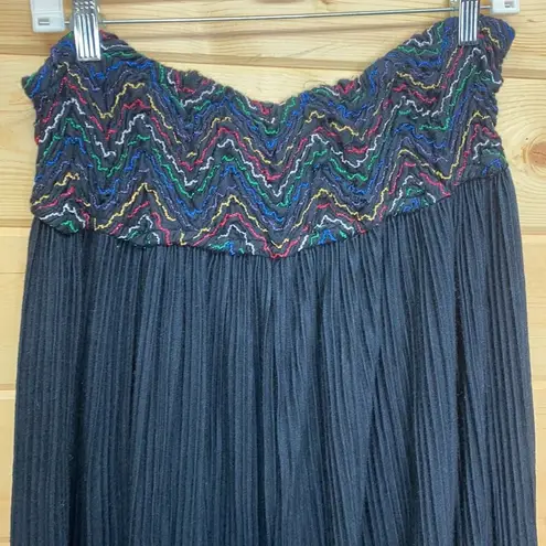 Vintage 2 Piece Pleated Color Stitching Outfit Black Size M