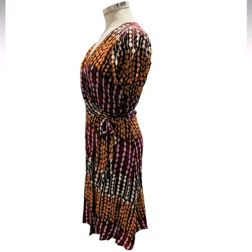 Anna Sui for Anthropologie True Wrap Dress Silk Blend Modern GeometricSize 4