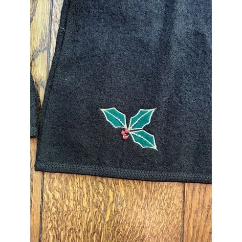 Lisa International Women’s M Black Boiled Wool Zip Jacket w/ Santa Ugly Sweater Size M