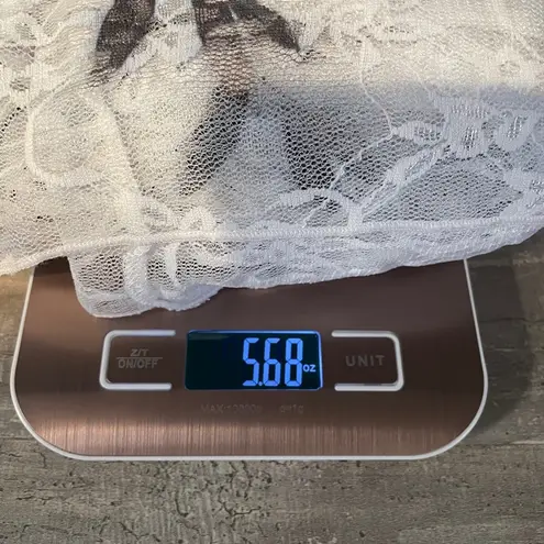 Brittany Black Flutter Sleeve Lace Black White Floral Print Knit Tunic Sz 2X