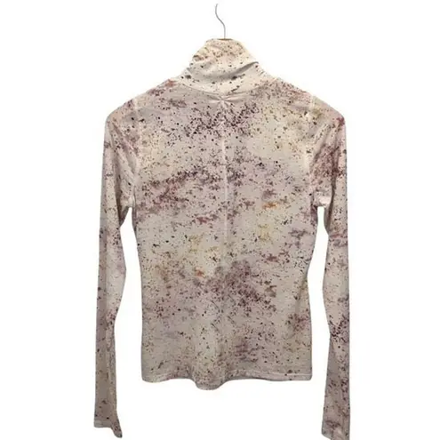 Calia by Carrie Underwood Womens Splatter Print Mock Neck Thumbhole Long Sleeve Pink