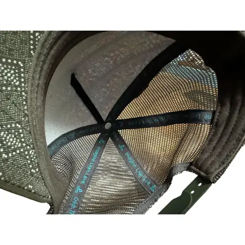 prAna Patterned Trucker Hat Olive Green Brown Mesh Back Adjustable Cap