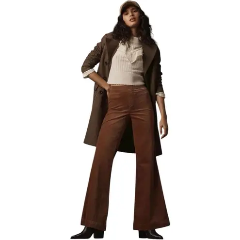 Pilcro Anthropologie Pull-On Mid-Rise Brown Velvet Retro Flare Jeans Size 27