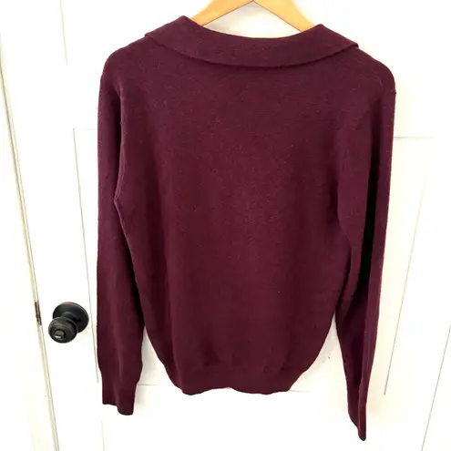 Faherty JACKSON SWEATER POLO-CLARET HEATHER. Size Medium.