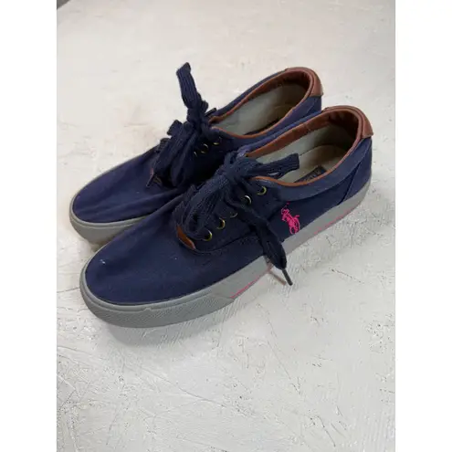 Polo Ralph Lauren Vaughn Sneakers Women's Size 7D Navy Canvas Low Top Blue