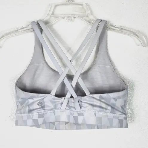 Lululemon  Energy Silver Grey Geometric Strappy Sportsbra